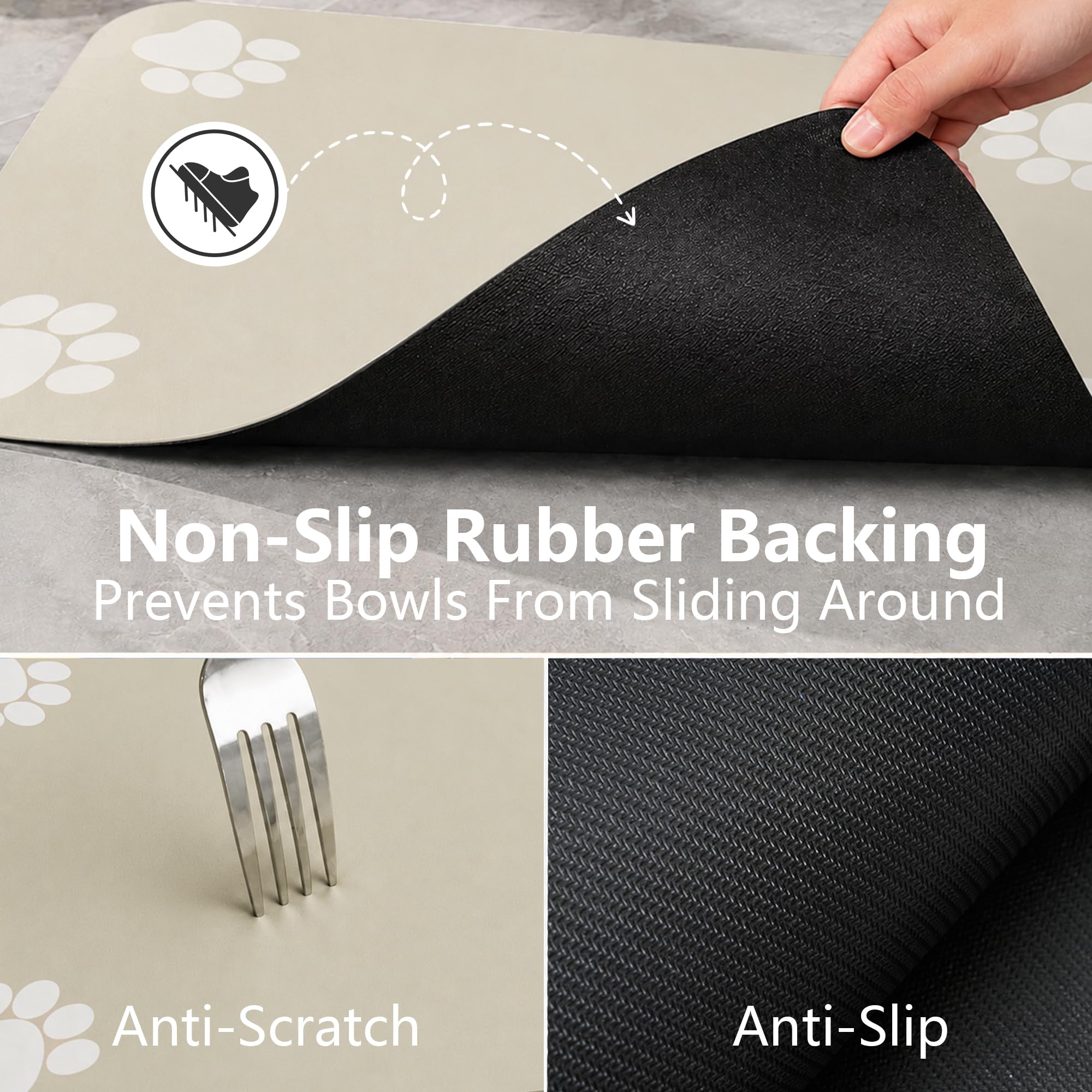 Seyezo Tapis d'alimentation pour animal de compagnie – Set de table étanche à séchage rapide, dos en caoutchouc antidérapant, garde les sols propres, tapis distributeur d'eau et de bol d'eau absorbant