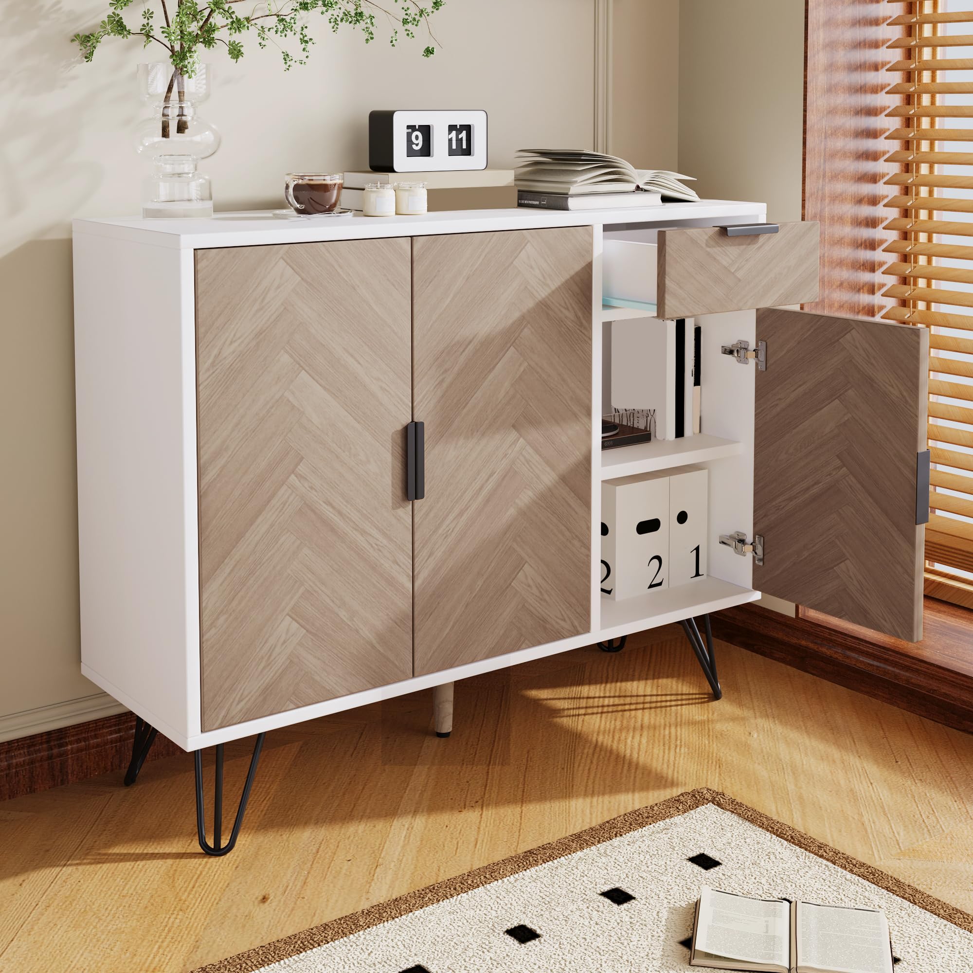 Armadio moderno e versatile, con cassetto e ripiani regolabili in altezza, 70 x 90 cm (bianco)