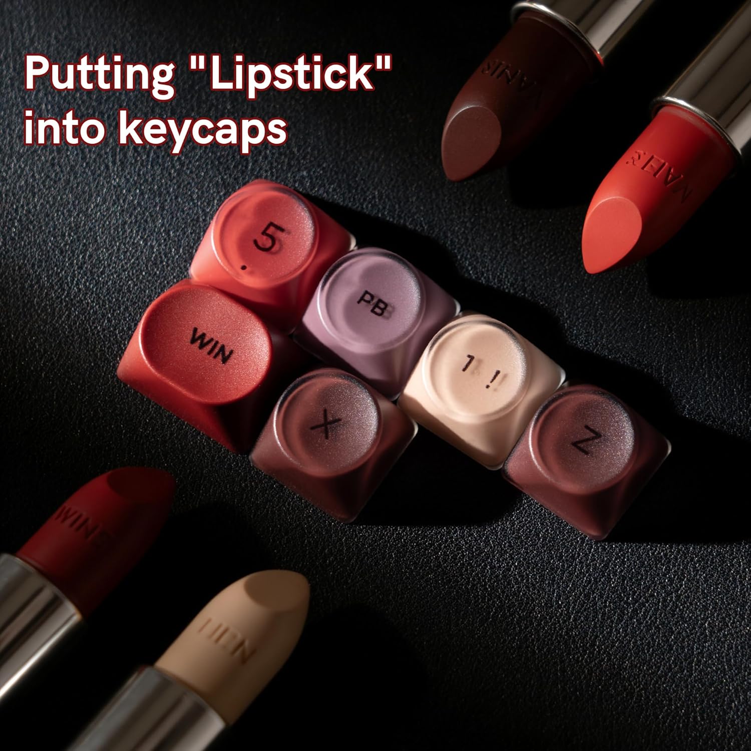 MOA Profile PBT Keycaps, Lipstick Jelly Keycap Berry Kiss Theme Foundation, 128 Keys Elegant Cute Custom Key caps for 61/68/84/87/98/100 Cherry Gateron MX Mechanical Keyboards - Red