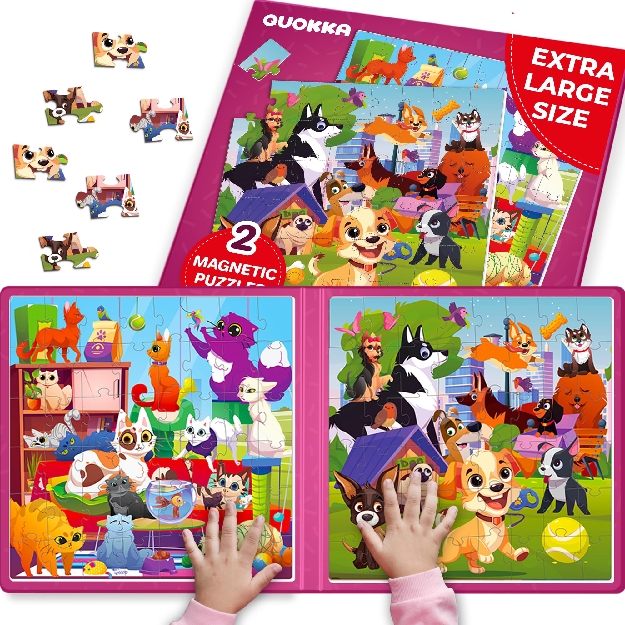 QUOKKA Magnetic Puzzles for 3 4 Year Olds, Travel Games for Kids Age 4 5 6, Travel Toys for Toddlers on Plane Car Ride