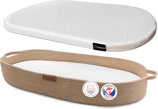 Yunioo Panier à Langer en Corde de Coton Tressé avec Matelas Moïse