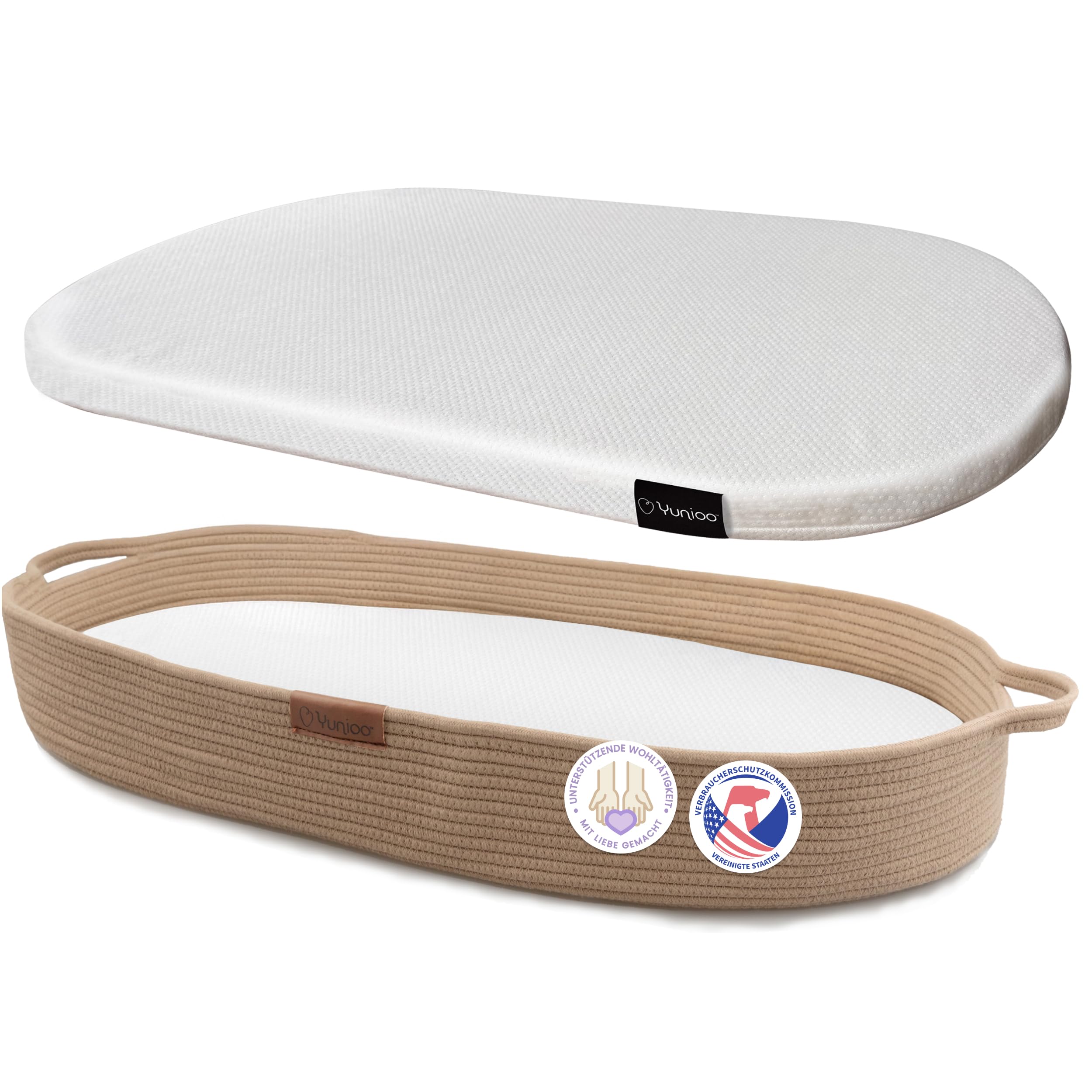 Yunioo Baby Changing Basket with Soft, Portable Changing Mat for Dresser & Changing Table, Baby Essentials for Newborn