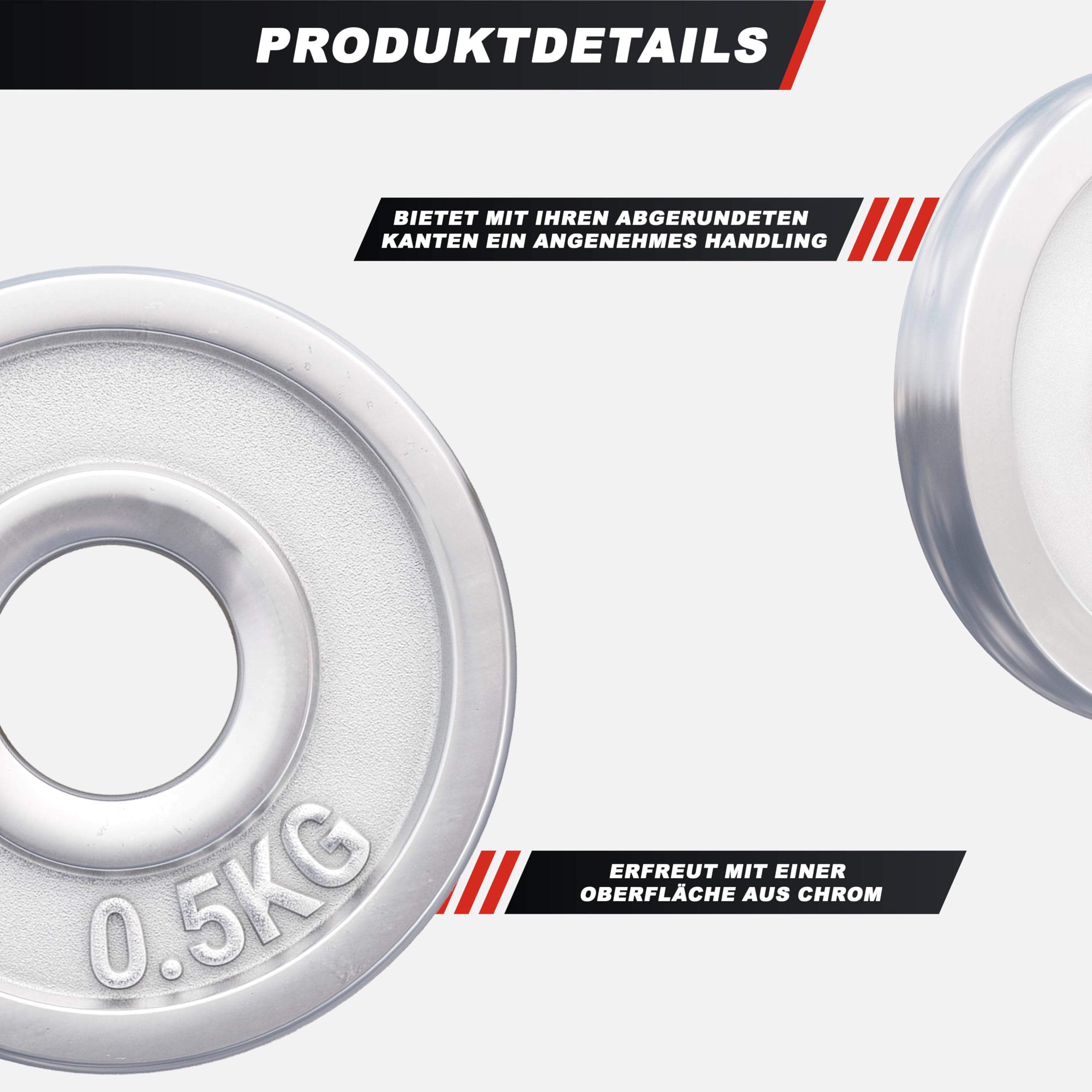 GORILLA SPORTS® Hantelscheiben - 1,25-30kg, 30mm, Gusseisen, Chrom, Einzeln oder Set - Gewichte Hantel, Gewichtsscheiben, Langhantel Gewichte, Weight Plates, Fitness Hantelscheibe