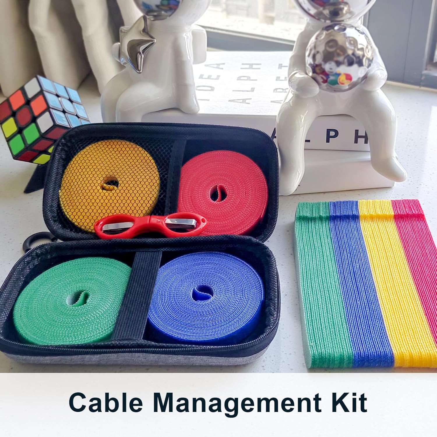 Reusable Cable Ties, Adjustable Cord Organizer Straps, Multi-Purpose Wire Ties - Travel Kit with Case
