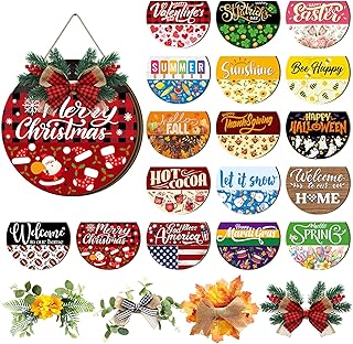 Vicenpal Interchangeable Welcome Sign for Front Door with 17 Magnetic Ic...