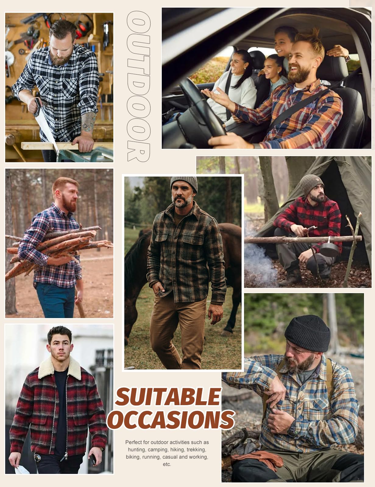 CMTOP Giacca Invernale Uomo Camicia da Uomo in Stile Casual da Boscaiolo Plaid Flanella A Quadri Camicia Imbottita da Lavoro di Cotone Cappotto Invernale