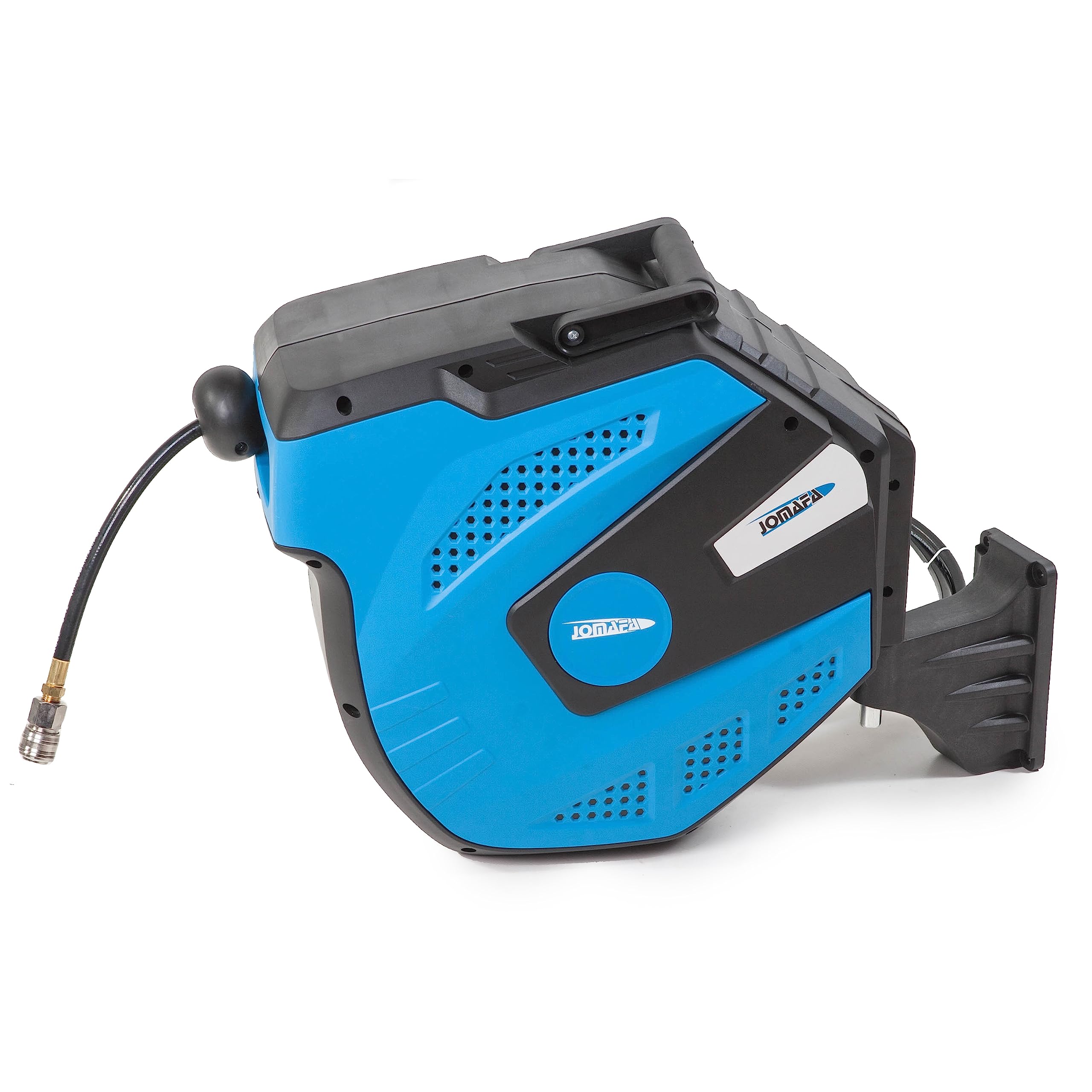 Carrete de Manguera Aire Comprimido 15 m + 2 m | Conector de 1/4" | Soporte Pared 180° | 7,5 x 11.5 mm | AZUL