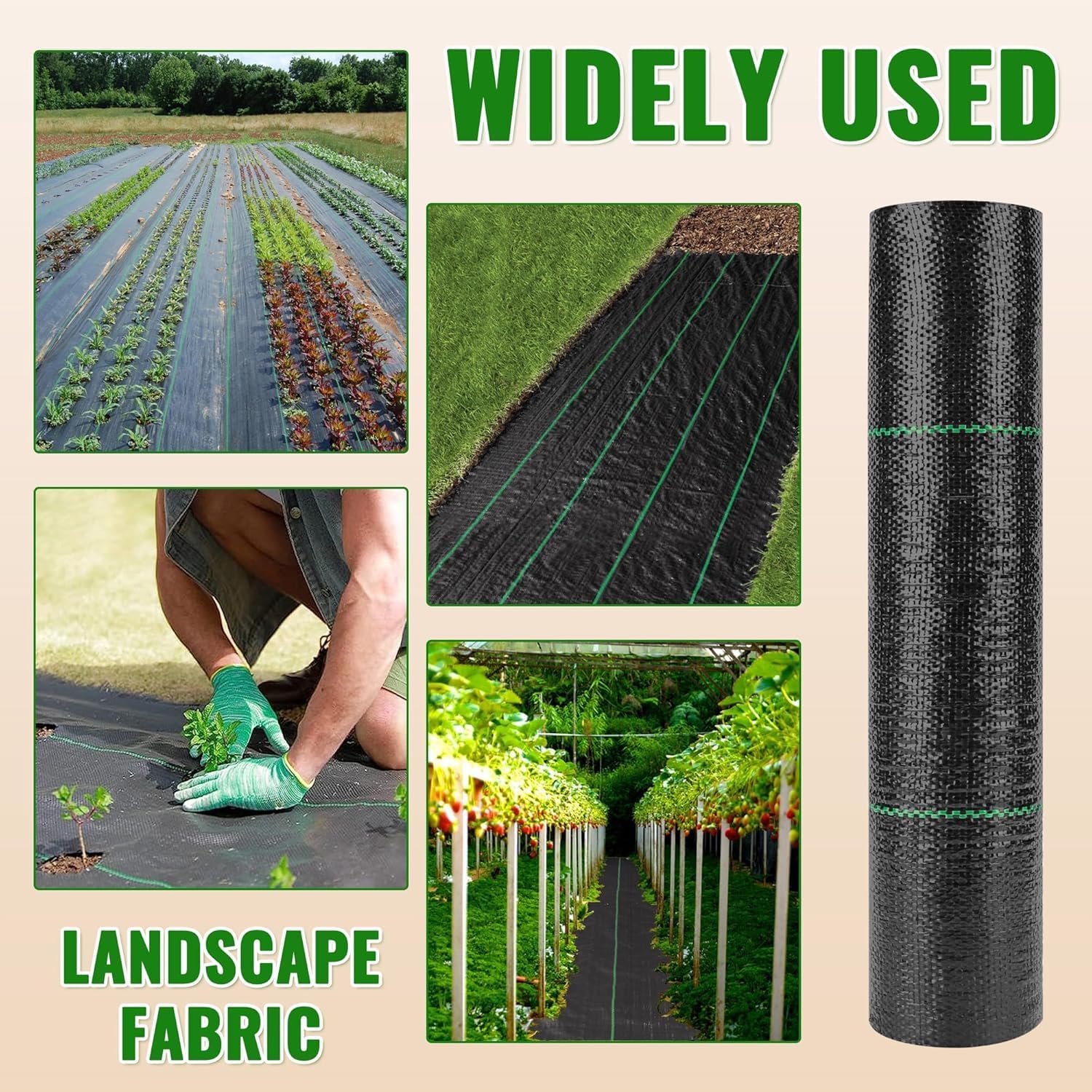 6ft x 300ft Weed Barrier Landscape Fabric Heavy Duty Premium Weed Control Fabric Durable & Eco-Friendly Weed Block Gardening Mat (3.2oz) (LTTY-W6-300)