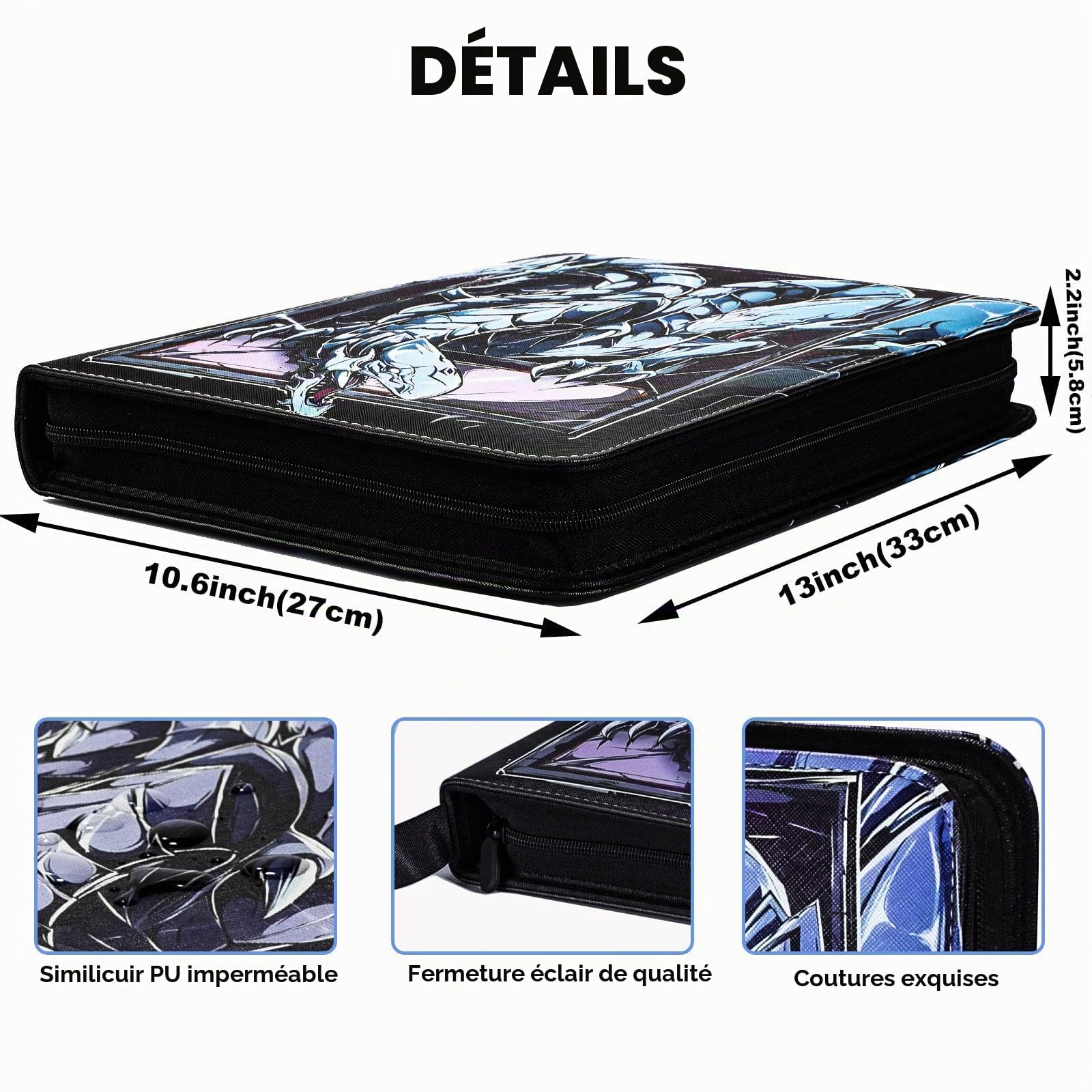 Classeur de cartes à collectionner pour cartes Yu-Gi-Oh – Album de cartes à 9 pochettes compatible avec cartes Yu Gi Oh, cartes TCG ou autres cartes de taille standard pouvant contenir plus de 990