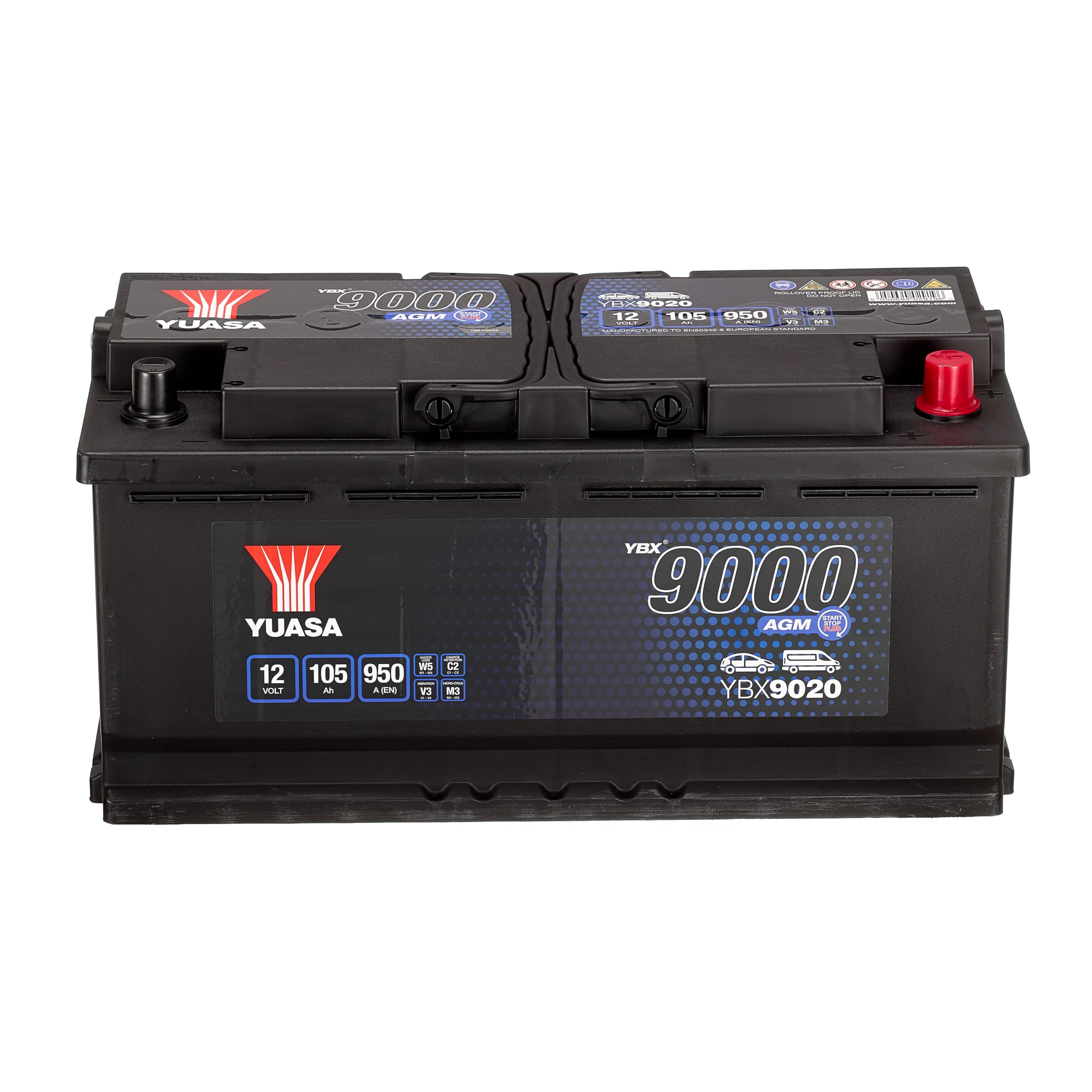 Yuasa YBX9020 12V 105Ah 950CCA AGM Start-Stopp Plus Autobatterie