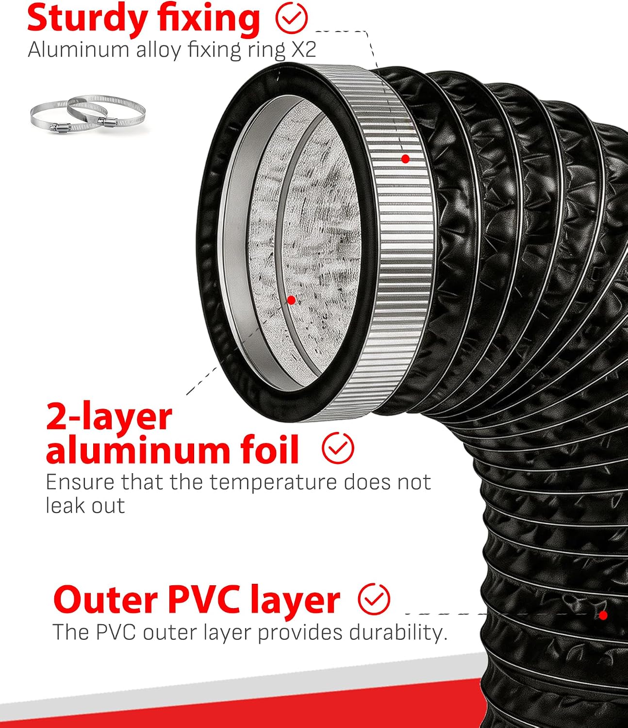 Dryer Vent Cover Outside, 4" Set with Dryer Vent Hose, Dryer Vent Kits 304 Metal, Contains Dryer Vent Cover & Hose, Non Return Flap, Removable Extended Pipe Vent, Aluminum Foil Tape, Dryer Cover