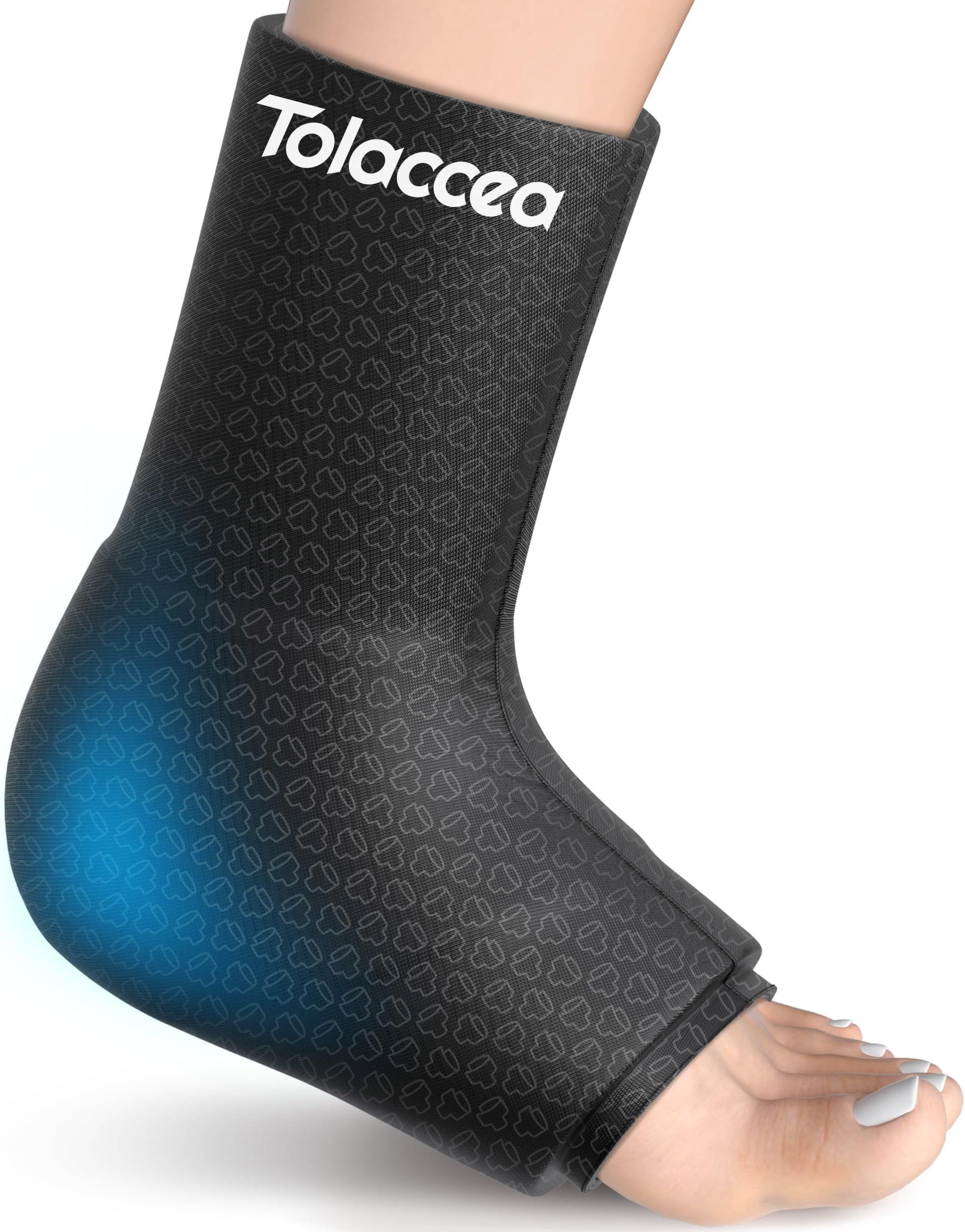 Tolaccea Ankle Foot Ice Pack Wrap PRO for Injuries, Gel Ice Pack for Hot and Cold Therapy, Flexible Cold Pack for Plantar Fasciitis,Swelling,Sprained, FocusZones for More Cooling Large (L)