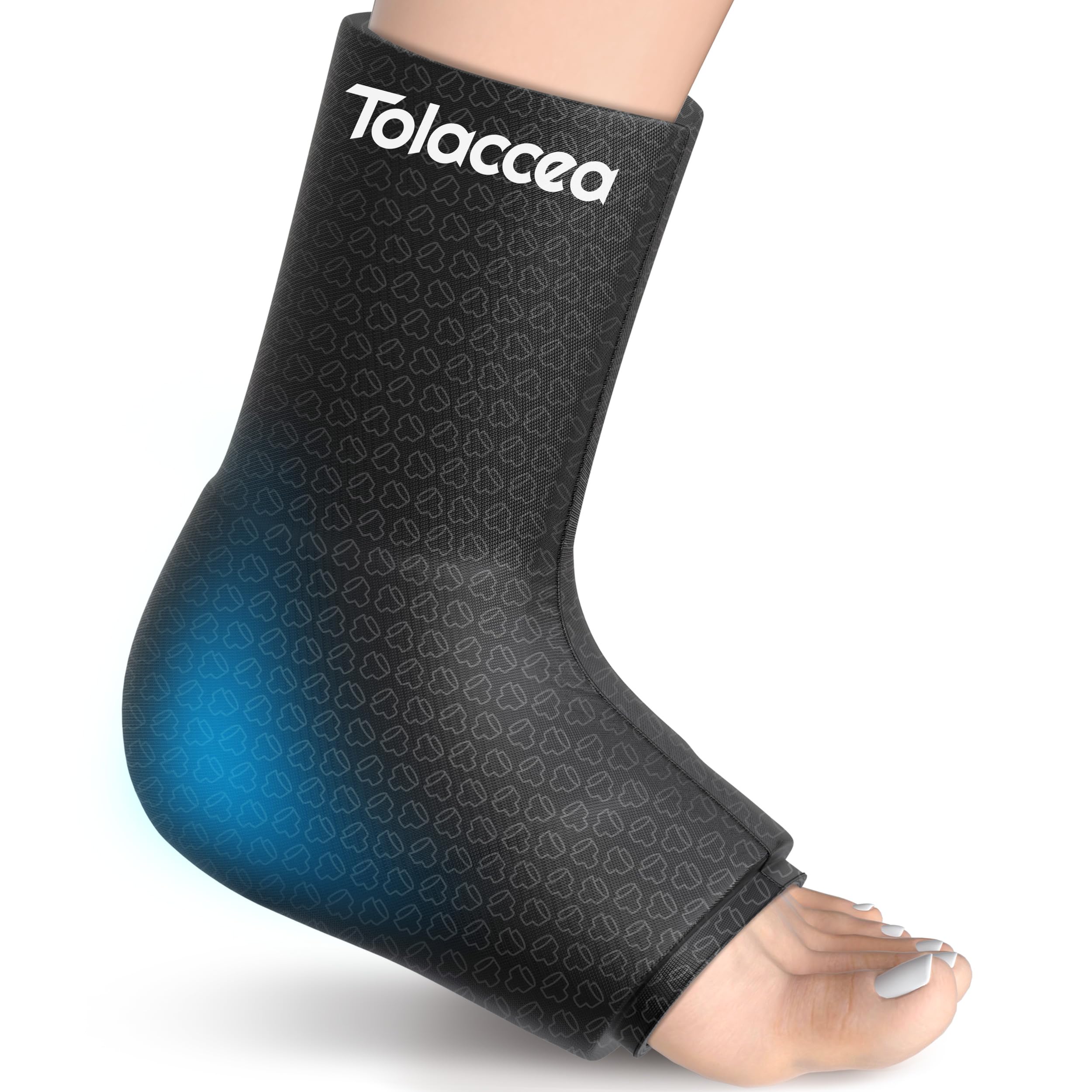 Tolaccea Ankle Foot Ice Pack Wrap PRO for Injuries, Gel Ice Pack for Hot and Cold Therapy, Flexible Cold Pack for Plantar Fasciitis,Swelling,Sprained, FocusZones for More Cooling Large (L)