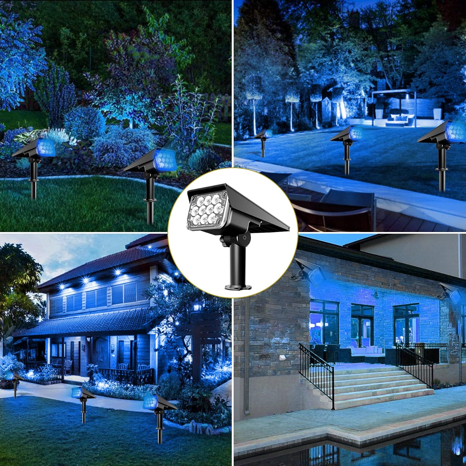 Solar Spot Lights Outdoor, Blue Solar Spotlights Landscape Lighting with IP65 Waterproof 20 LEDs Landscape Spotlight for Garden Path Yard Holiday Decoration 4 Pack