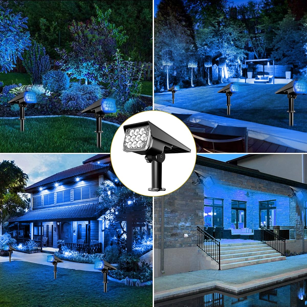 CREPOW Solar Spot Lights, 20 LEDs, IP65 Waterproof, Blue, 4 Pack, Model TS-G2202