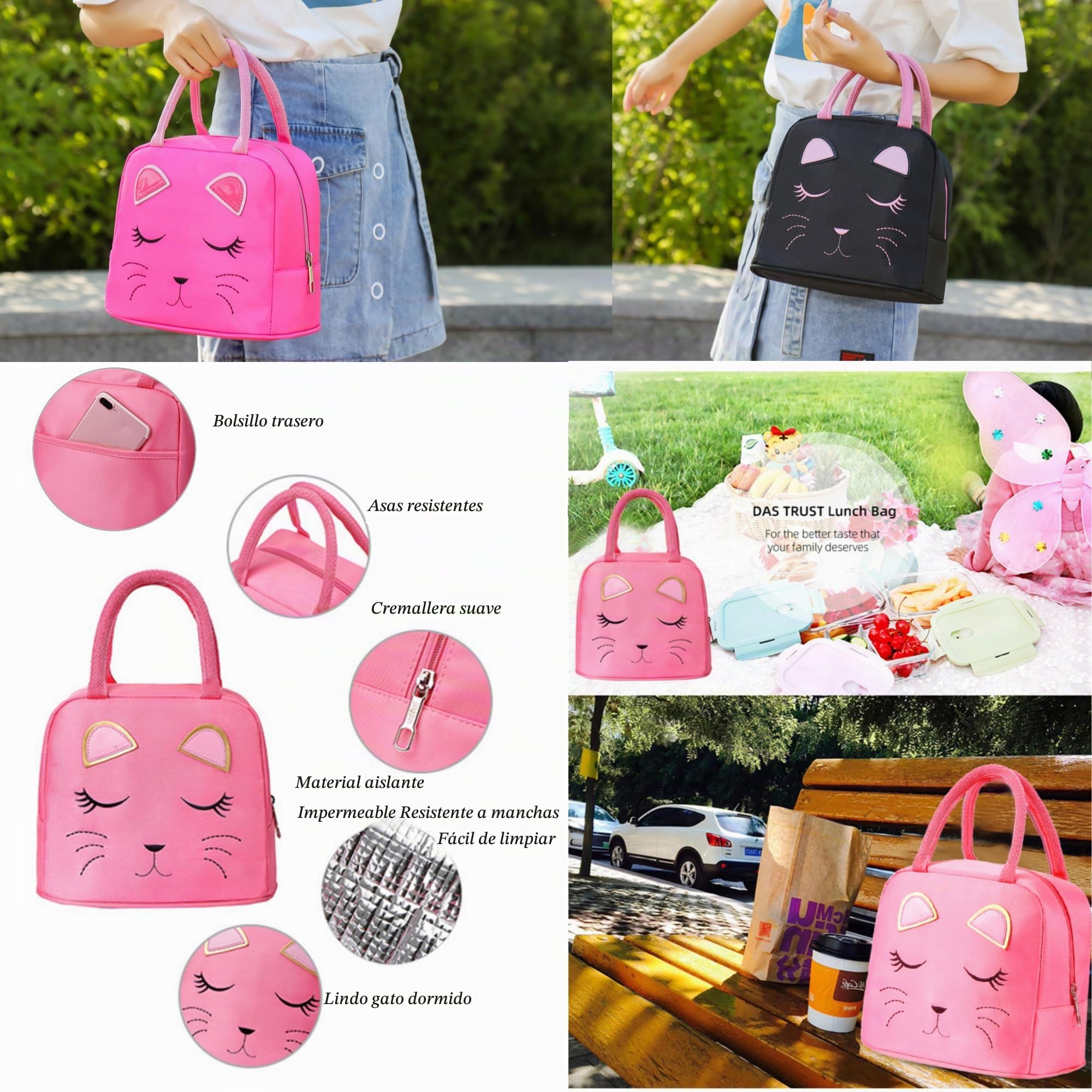 MITOWERMI Mochila con ruedas para niñas, mochila escolar con cara de gato, mochilas para niños con ruedas, equipaje de viaje