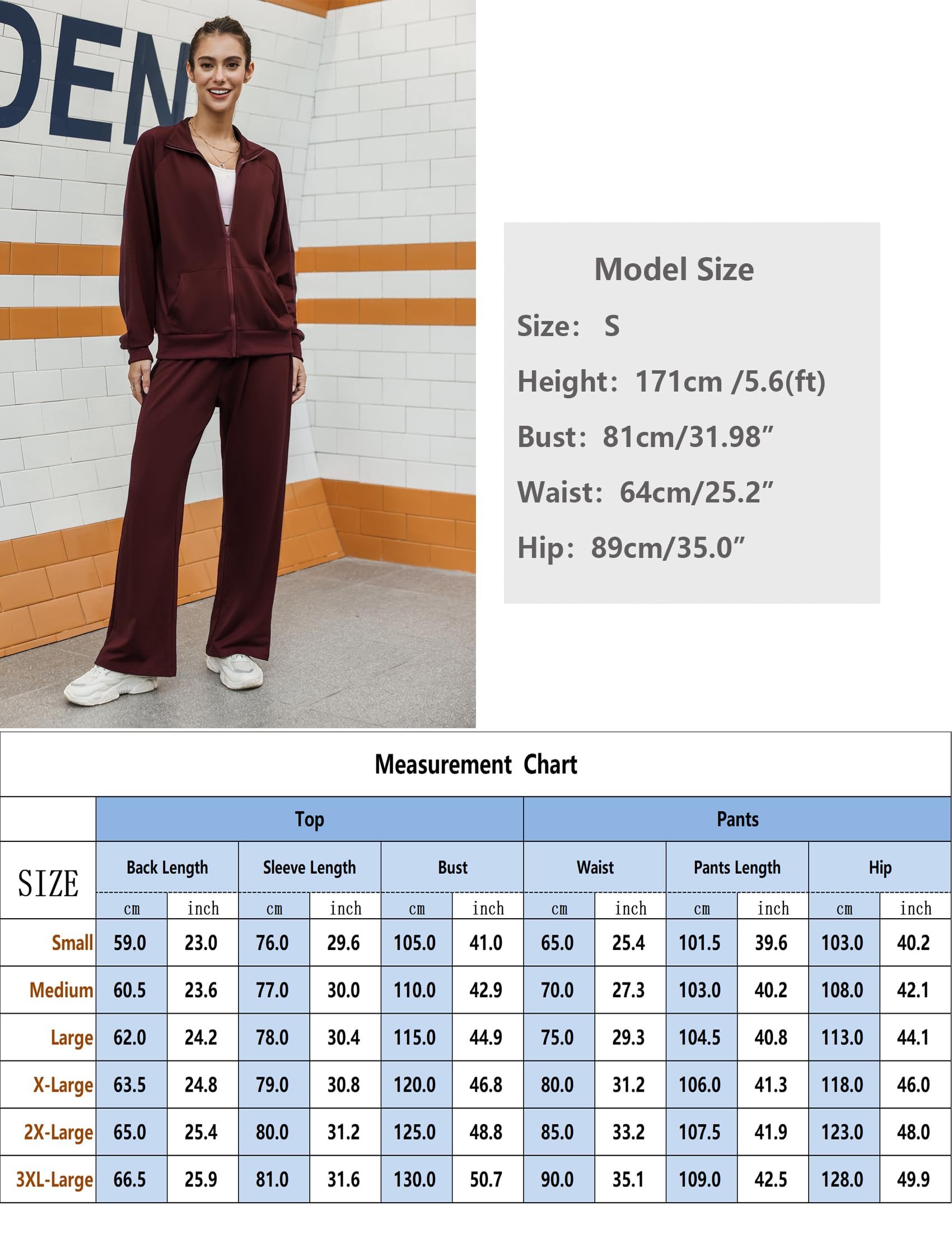 Chándal Mujer Completo Holgada Corte Recto Conjunto sin Capucha 2 Piezas Deportivo y Ocio con Chaqueta Cremallera y Pantalon para Fitness o Diario S-XXL