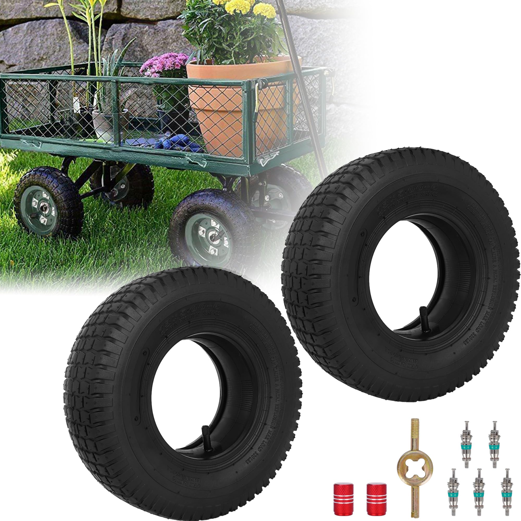 13x5.00-6 Lawn Mower Tire and Inner Tube Sets Compatible with Yard Tractor, Hand Truck, Riding Lawn Mower, Lawn tractor and More