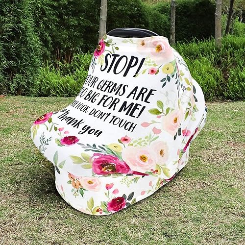 Miniatura 6 de Toldo para asiento de automóvil para bebé, fundas de asiento de automóvil con diseño de flores para recién nacido, fundas de cochecito infantil para