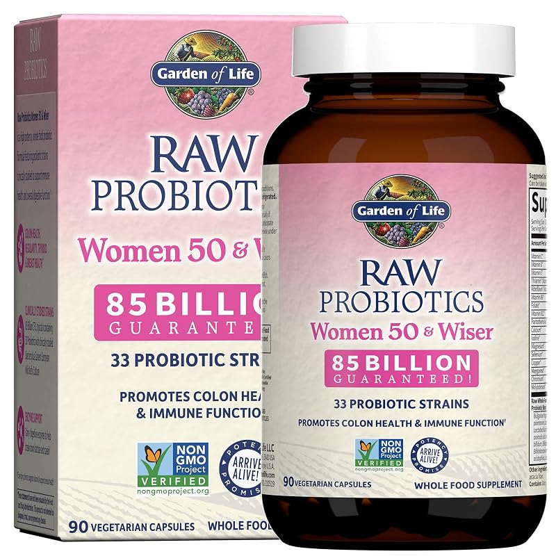 Garden of Life Probióticos para mulheres 50+ com acidófilos, 85 bilhões de UFC, 90 cápsulas