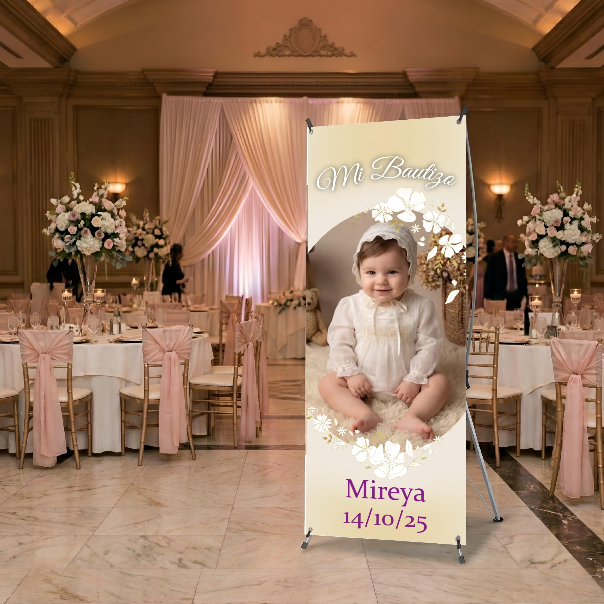 X-Banner Personalizado para Bautizos con Estructura 60x160 cm