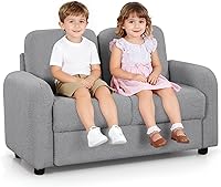 INFANS 2-Seat Kids Sofa: Soft Plush Upholstered Toddler Couch with Sturdy Wood Frame for Playroom Boys Girls