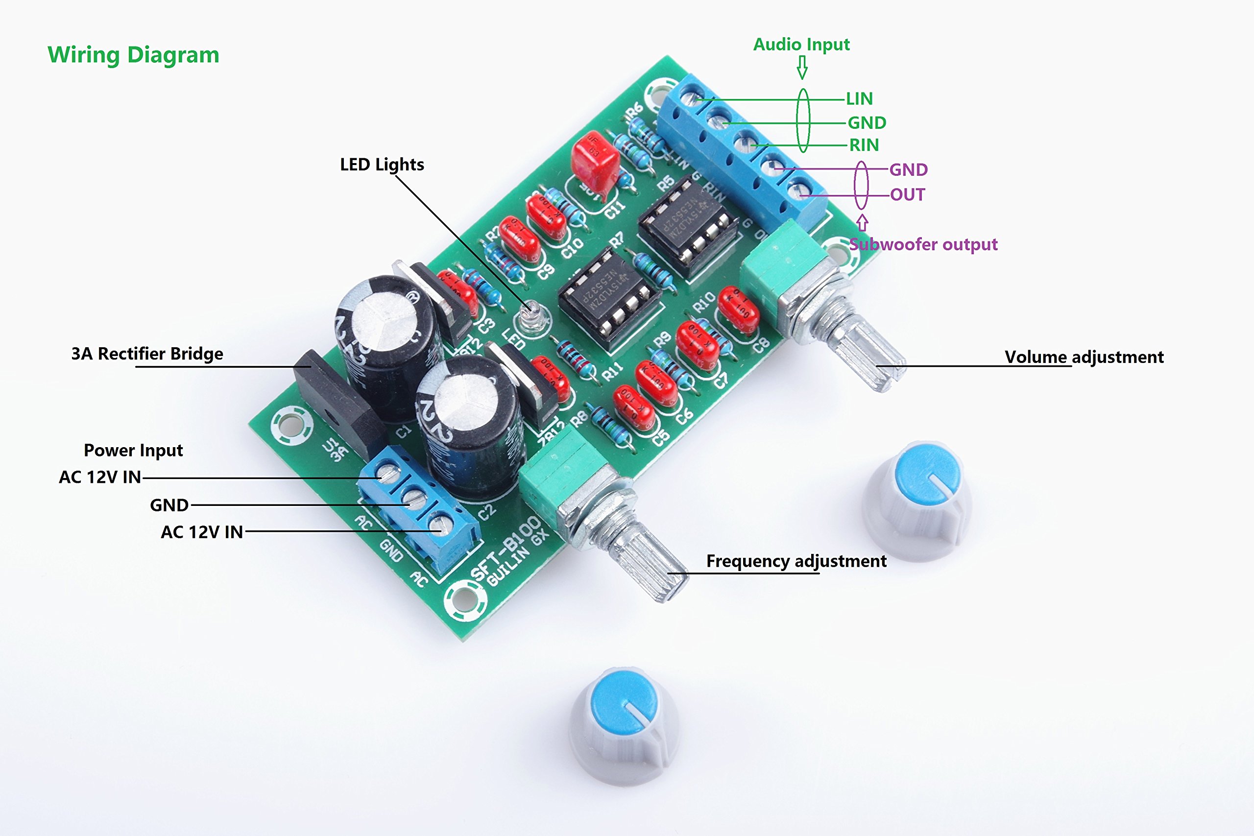 KNACRO NE5532 LowPass Board Filter preamp Board Subwoofer Cannon Pitch