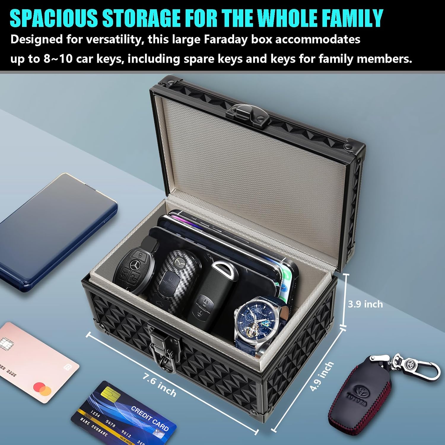 Faraday Signal Blocking Box for Car Key Fob, Keyless Entry Car Key Fob Protector Shielding Cage (3D Black) - Image 3