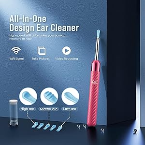 Ear Wax Removal - 1080P Camera Earwax Remover Tool - Ear Canal Cleaner - Ear Cleaning Kit - Ear Camera for iOS & Android (Pink)