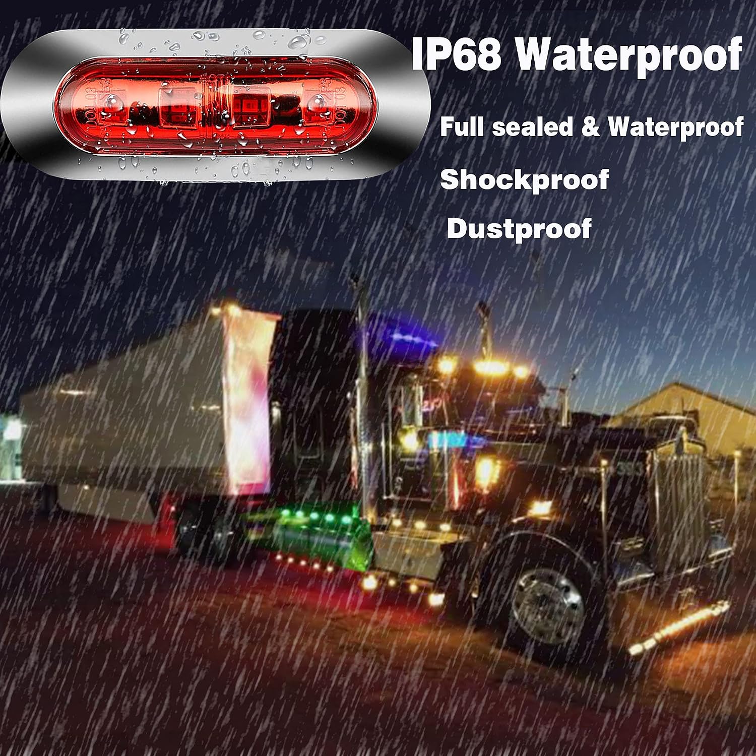 10Pcs Red 4 LED Side Marker Lights Front Rear Interior Clearance Tail Light Warning Turn Indicators Underglow Wheel Rock Lamp for Auto Truck Trailer Tail Car RV Camper Boat ATV DC12V-24V