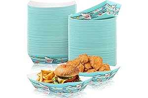 Tenceur 100 Disposable Shark-Themed Nachos and Fries Party Paper Boats Trays