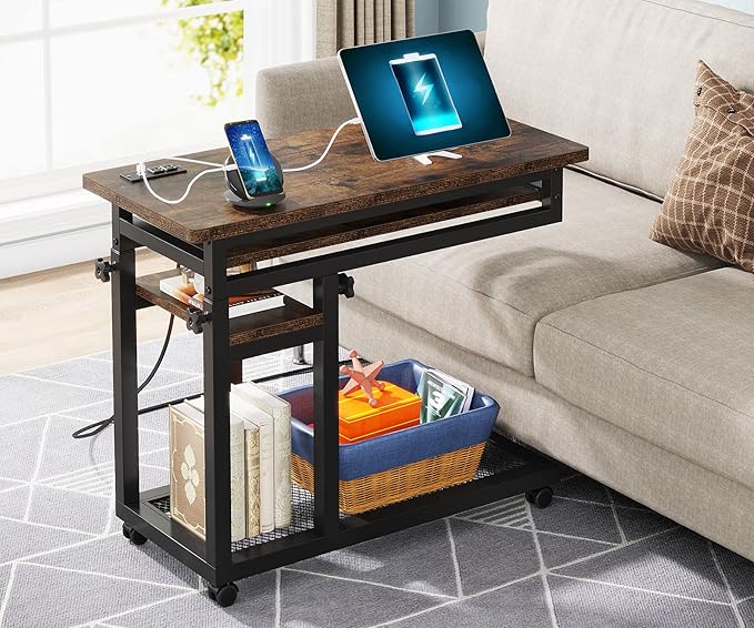 Tribesigns Small Portable Desk with Power Outlet, Height