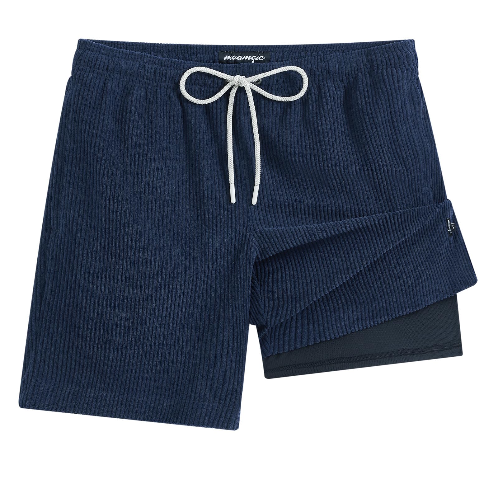MaaMgic Kurze Hosen Herren Weichgriffiger Kord,2 in 1 Elastisches Futter mit Tasche Mit elastischem Bund Atmungsaktiv Schnelltrocknend, Stretchy & Knitterfrei Outdoor, Strand, Reisen,Wanderhose