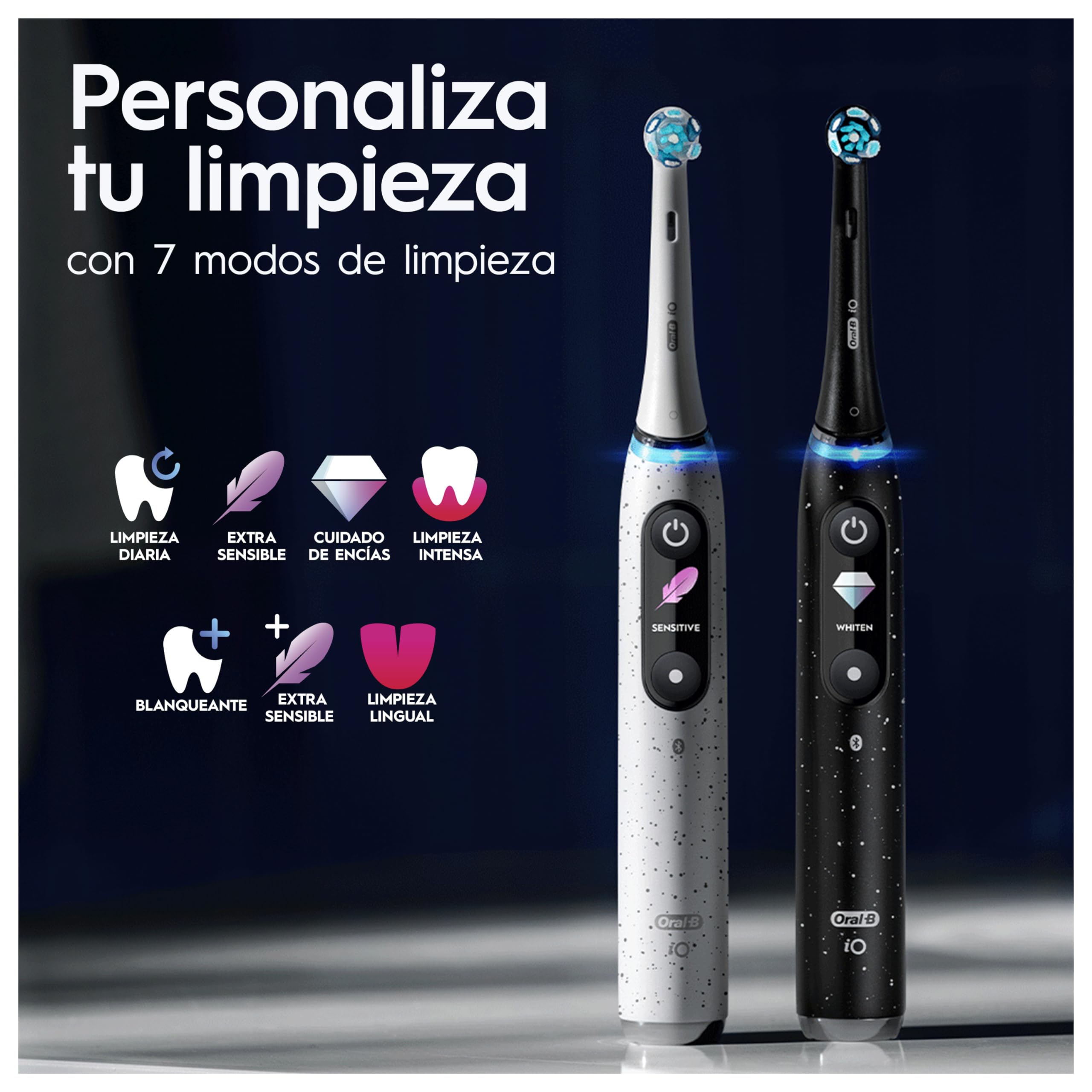 Oral-B iO 10 Cepillo de Dientes Eléctrico con 7 Cabezales, Negro | Cepillo Dental con Estuche Cargador de Viaje, 7 Modos de Cepillado con Blanqueamiento Dental, Recambios Ultimate Clean