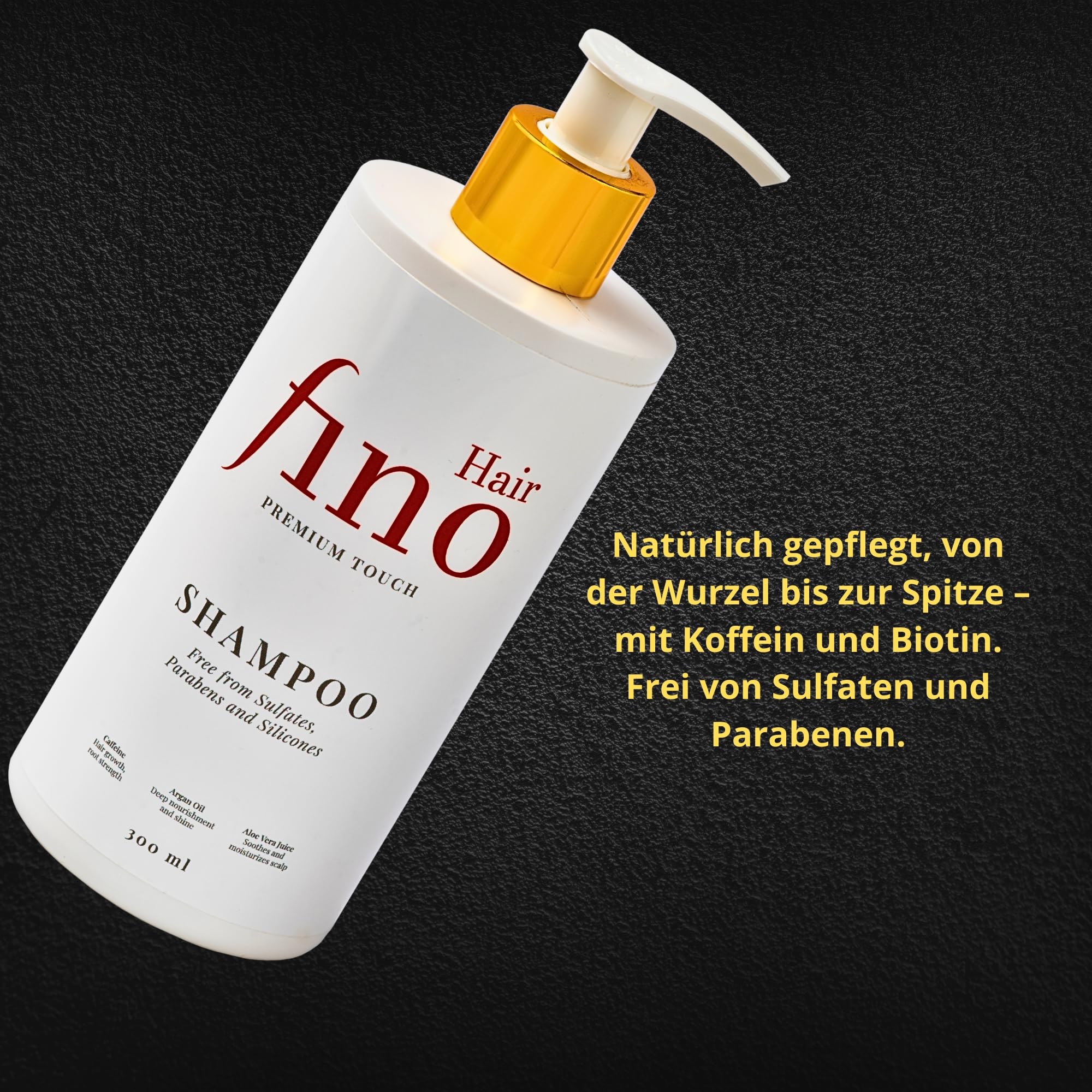 fino Hair Premium Touch Shampoo – Natürliche Pflege mit Koffein, Biotin & Vitamin B5 – Für gesundes & kräftiges Haar – Ohne Sulfate & Parabene – 300ml (Packung mit 2)