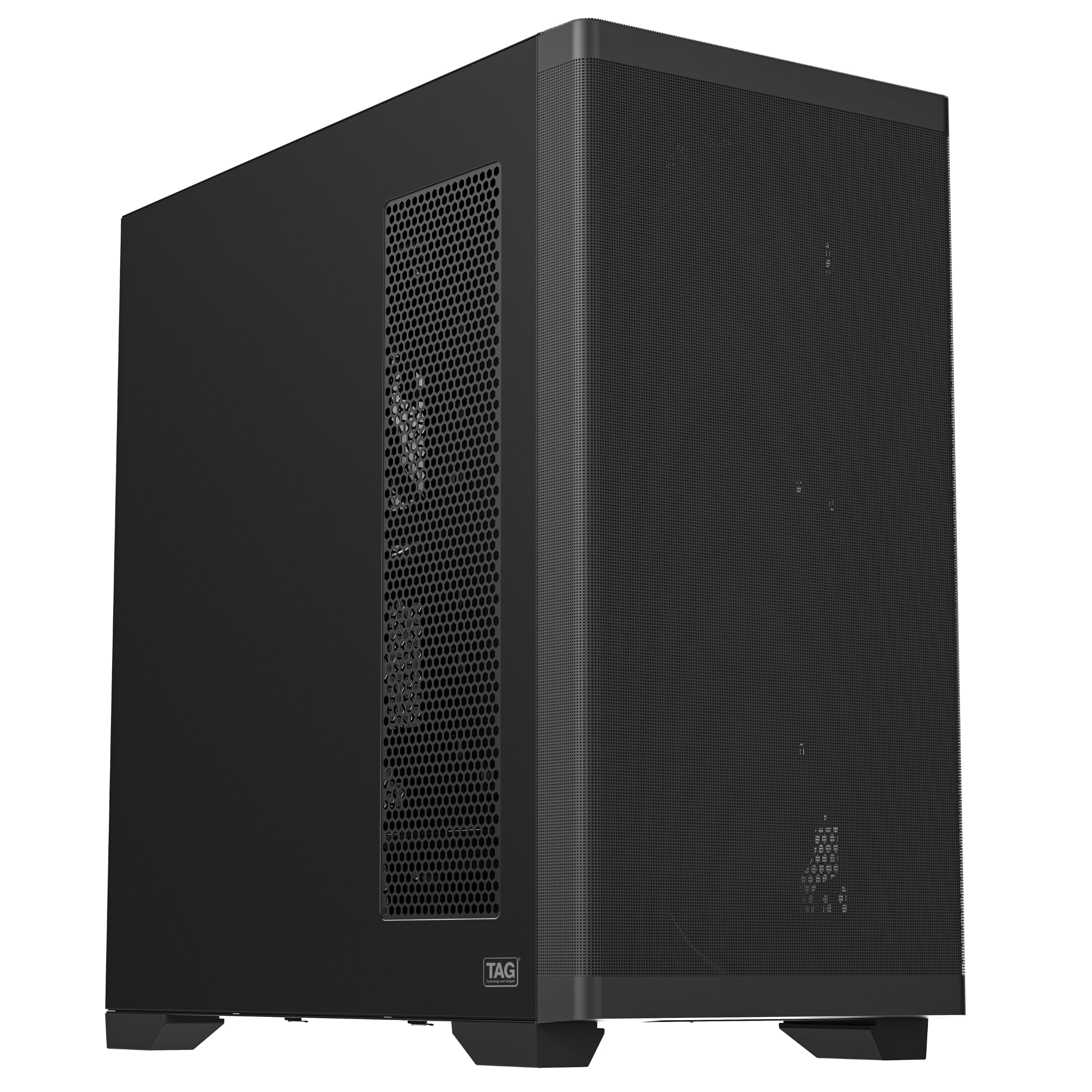 tag apex x3 mid-tower gaming pc case, front mesh design, 4x pre-installed 140mm pwm fans, atx/micro-atx & reverse-connection motherboard, 360mm liquid cooler support, upto 10x 140mm fans, type-c port