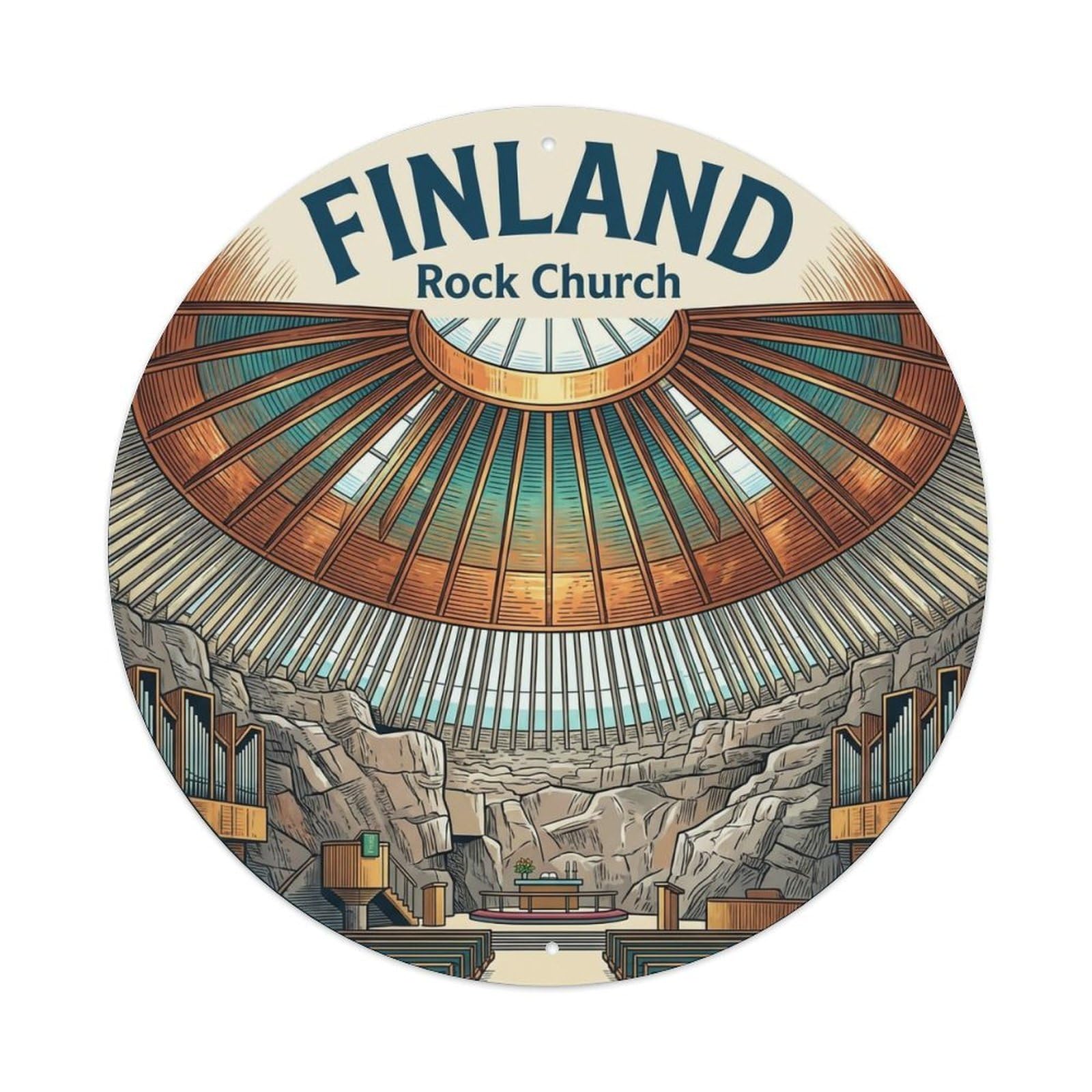 Vintage Travel Finland Exquisite Metal Tin Sign Plaque Wall Decor for Cafe, Club, Garden Round Metal Poster 8x8Inch