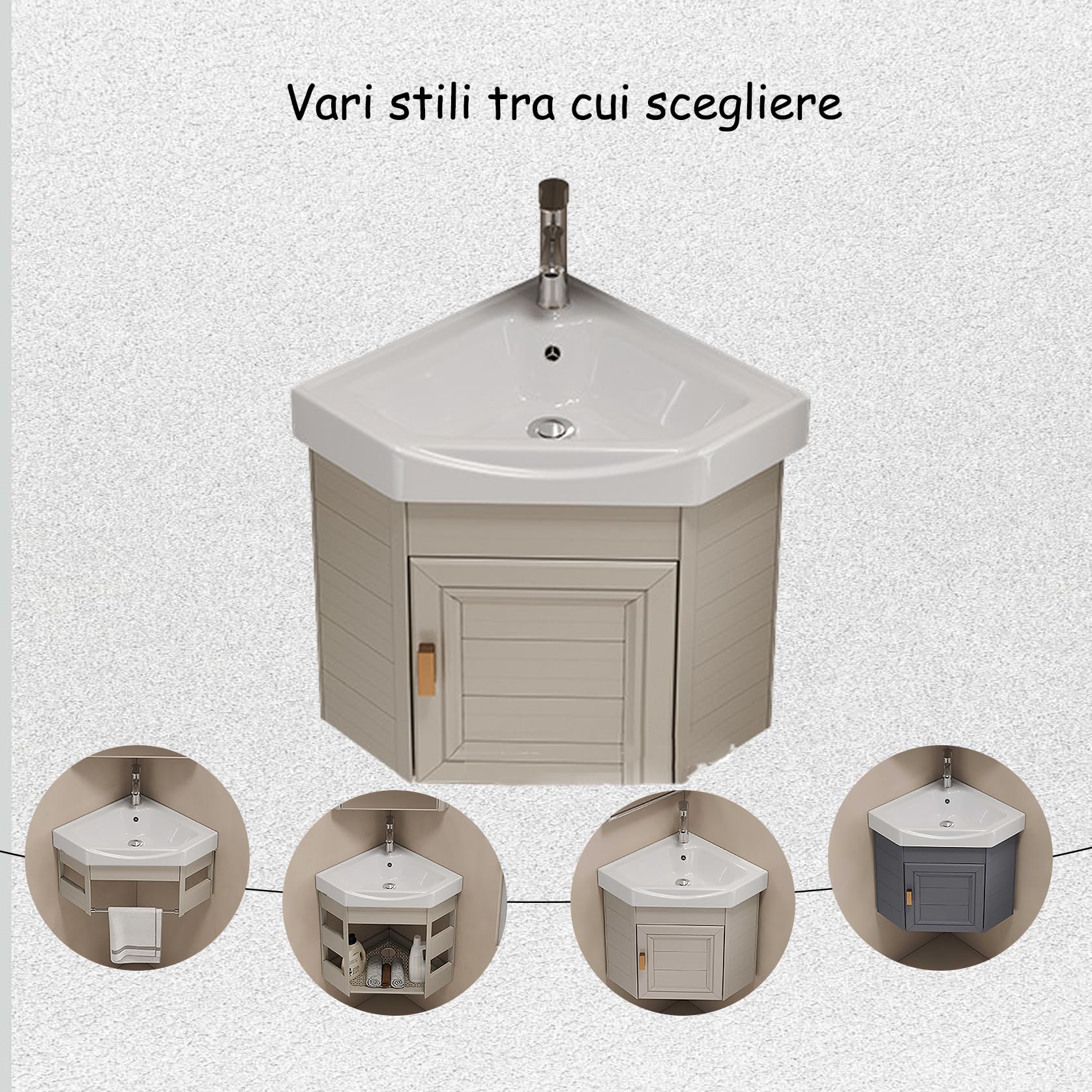Lavello in ceramica Lavello da bagno a parete lavabo angolare, Lavabo ad angolo in ceramica per piccoli spazi, Lavandino bagno, per cucina, WC, bagno, caravan, bianco Nero-43 * 43