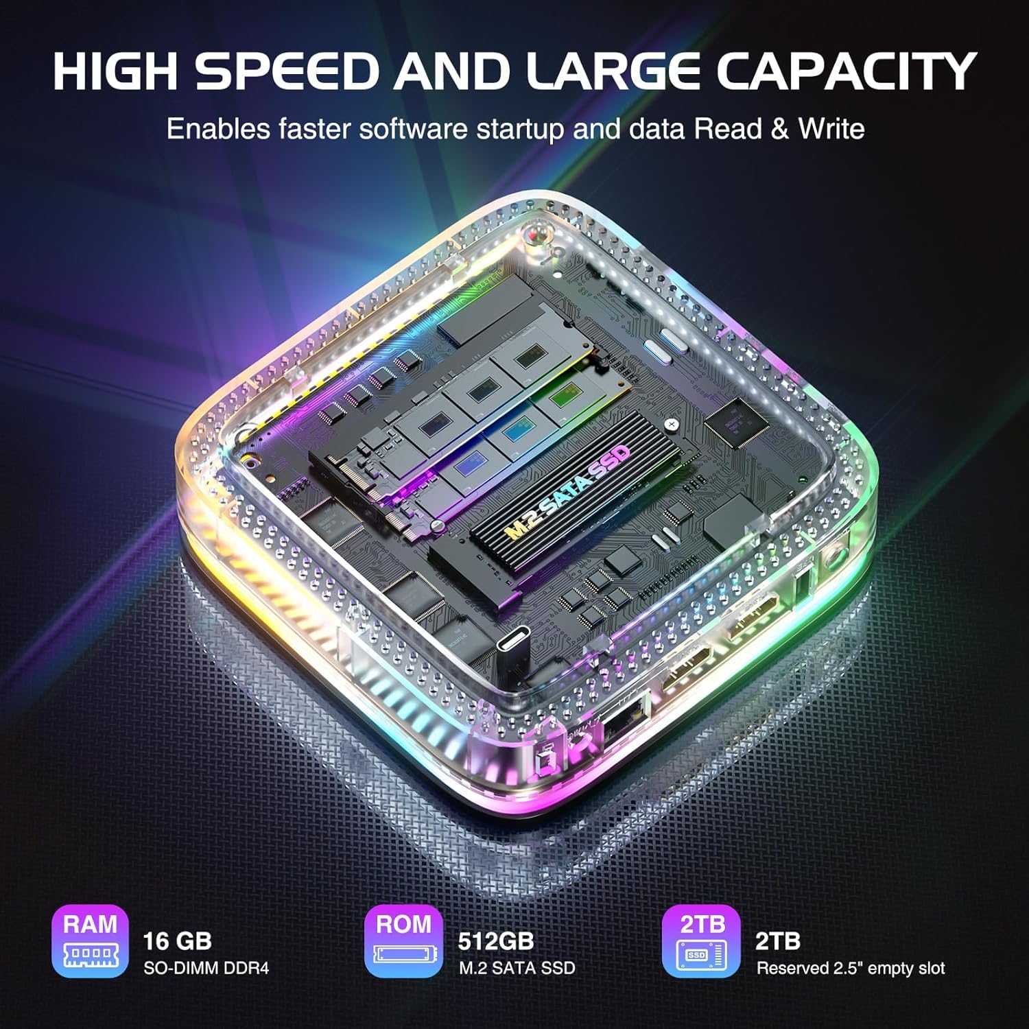 Amazon.com: ACEMAGIC Mini PC RGB AK1 Plus, Intel N95(hasta 3.4 GHz