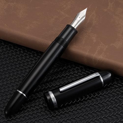 Miniatura 5 de Pluma estilográfica Jinhao X159 de punta fina, bolígrafo de escritura de gran tamaño acrílico negro