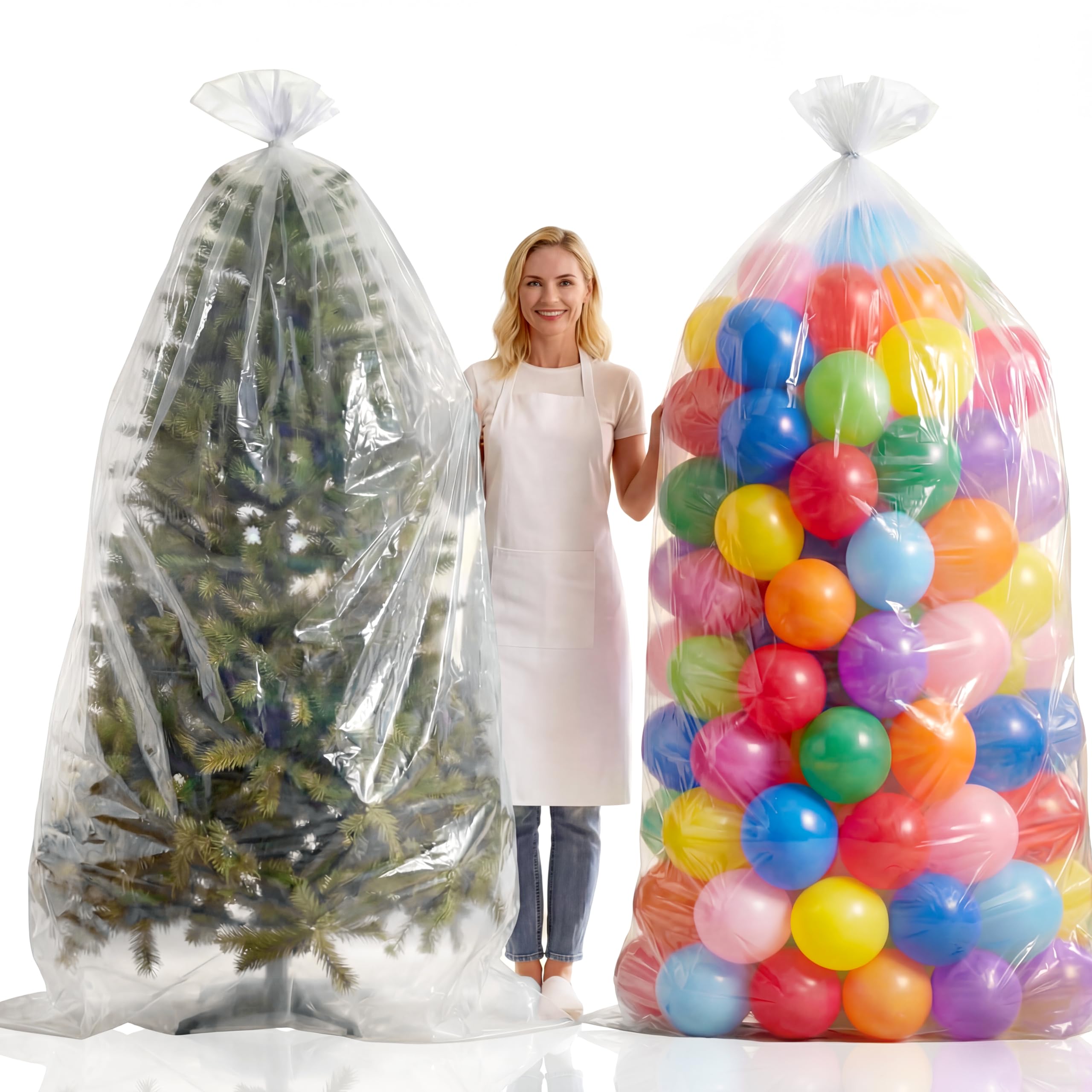 2 Pcs 98.4 x 59 Inches Large Balloon Bags for Transport, Christmas Tree Disposal and Storage Bag, Clear Balloon Drop Bag, Giant Carrying Storage Bags for Wedding Birthday Party Supplies