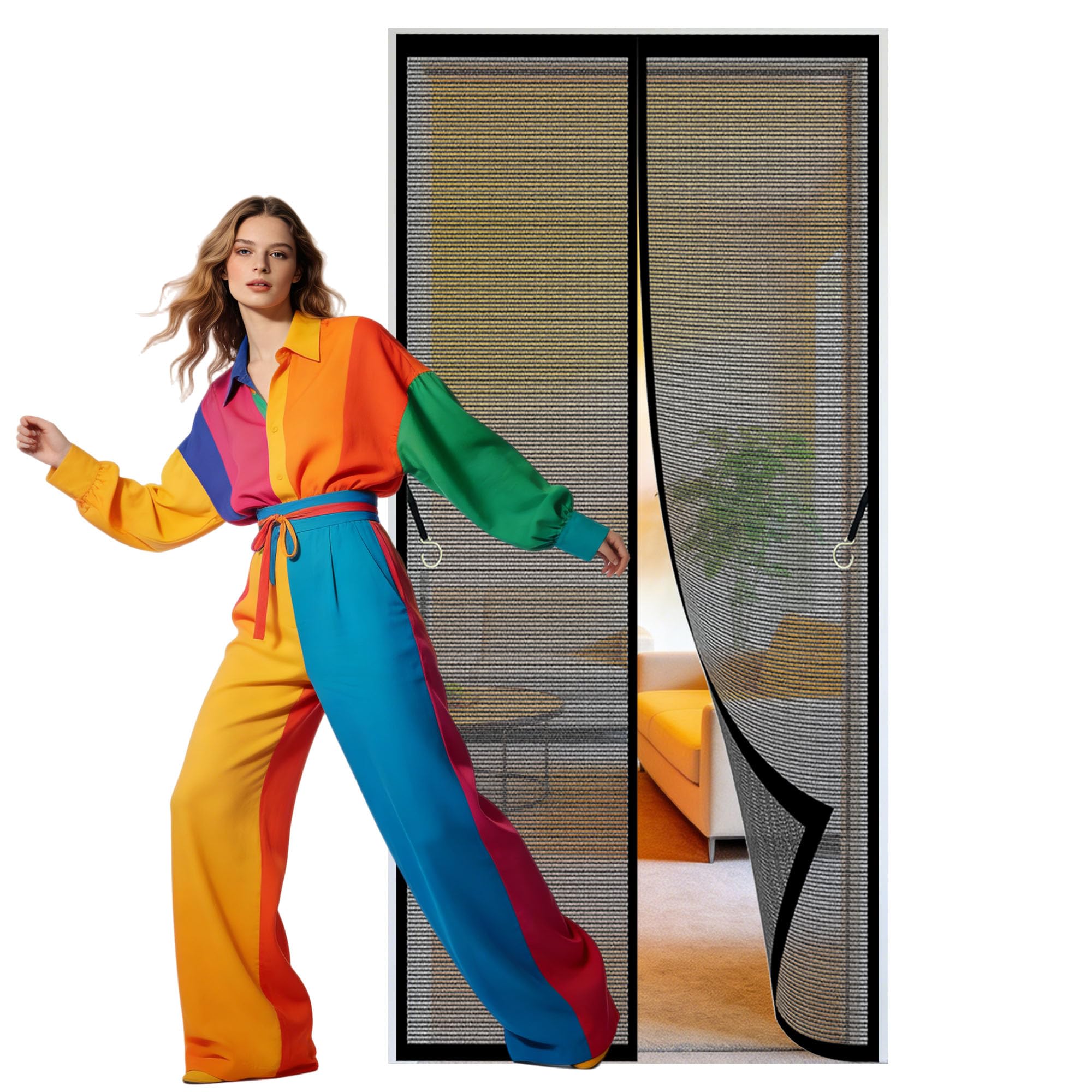 Magnet Fly Screen Door Insect 130 x 244 cm Self Sealing Magnetic Door Curtains Easy to Install Without Drilling Suitable for Patio Room Balcony Bedroom, Black