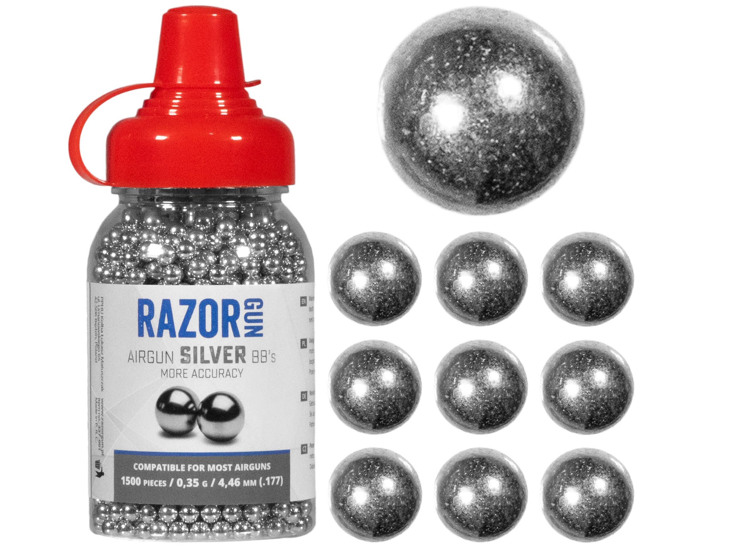 Śrut BBs RazorGun Silver 4,46 mm 1500 sztuk stalowe BBs Pellet