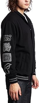 Famous Stars and Straps Men's Snake Varsity Fleece Jacket, Black