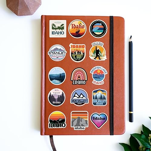 Miniatura 5 de Idaho State Stickers 60 calcomanías de viaje estéticas impermeables paquete de calcomanías de vinilo para botella de agua, laptop, taza, adultos,