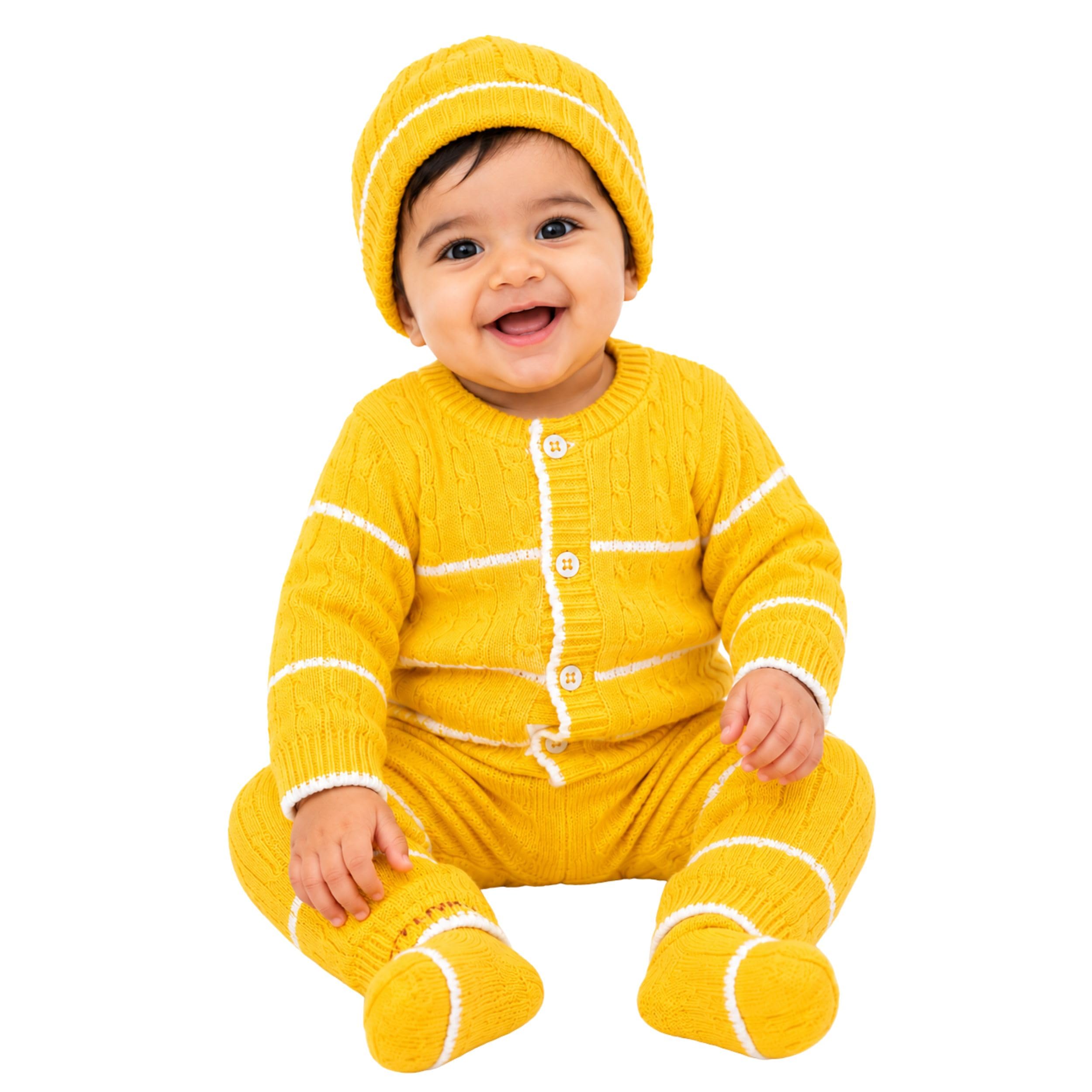Premium Baby Wool Sweater Set | Winter Woolen Top, Bottom, Cap & Socks | Soft & Warm Knitwear for Baby Boys & Girls-image-26