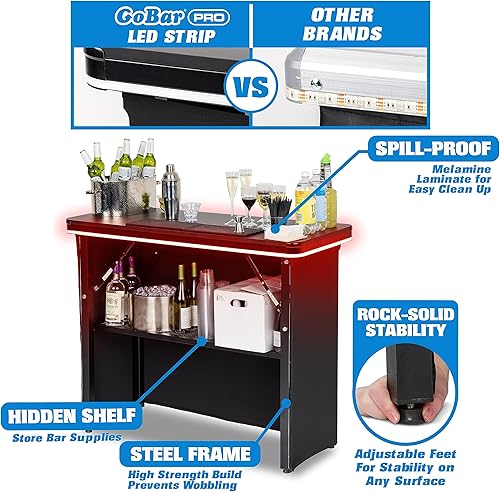Miniatura 4 de GoBar PRO - Mesa de bar portátil de grado comercial, estación móvil de barman para eventos, incluye falda negra y funda de transporte, estándar o