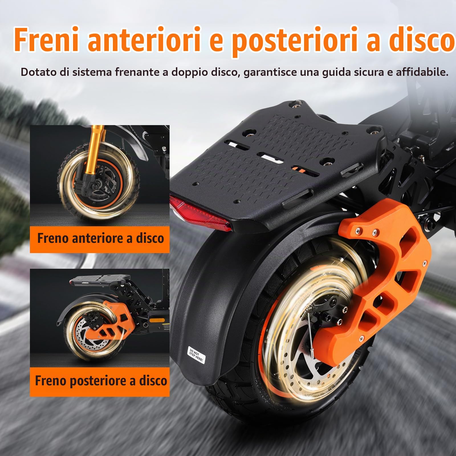 TWOFISH V5 MAX Monopattino Elettrico Adulto, All Terrain 11/10 Pollici Pieghevole Batteria 48V 18Ah Autonomia 55km, 3 Modalità di Velocità LCD Display Carico 120 kg, Nero con Dettagli Arancioni