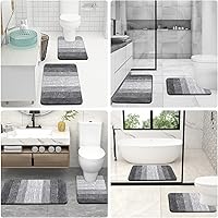Vista 330 de OLANLY Juego de 2 alfombras de baño de 2 piezas, alfombras de baño de microfibra suave y absorbente y alfombra de inodoro con contorno
