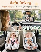 Vista 7 de Cámara de Coche para Bebé Rohent de 7.2 Pulgadas: Cámara Trasera para Asiento Trasero Infantil de 1080P HD con Visión Nocturna, Rotación de 360°
